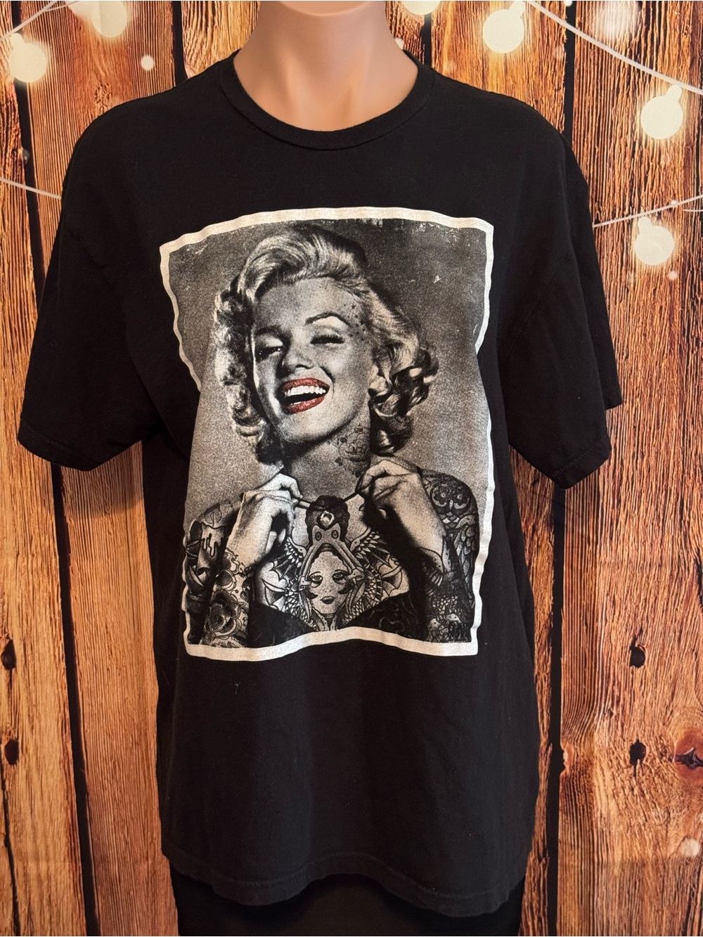 Tattooed Marilyn Monroe Black & White Graphic Tee